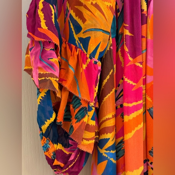 Anthropologie Farm Rio Vintage Wave Long-Sleeve Maxi Dress -XL - Picture 11 of 14